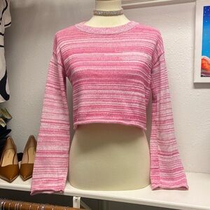 Pink Bell Sleeve Crop Sweater